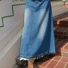 nomo ꕤ 日光軌跡！下擺設計牛仔裙（S/M/L）長裙