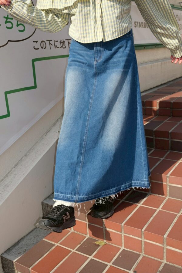 nomo ꕤ 日光軌跡！下擺設計牛仔裙（S/M/L）長裙