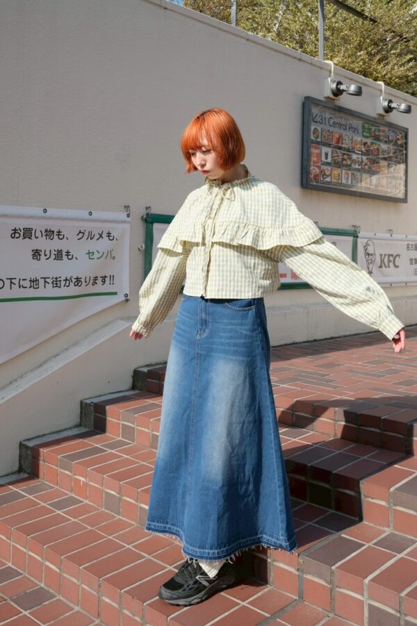 nomo ꕤ 日光軌跡！下擺設計牛仔裙（S/M/L）長裙