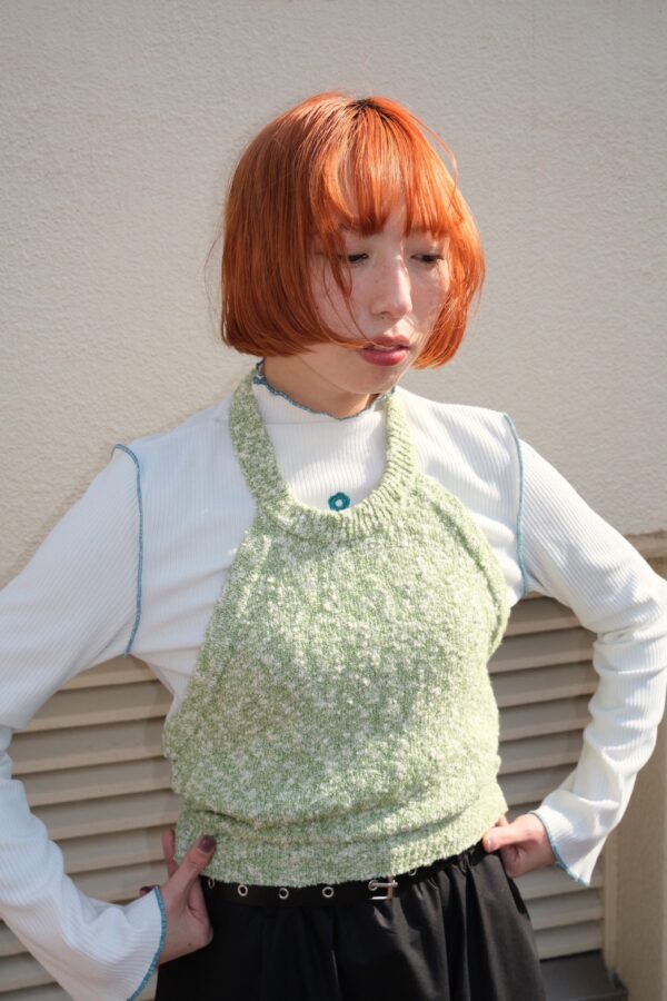 nomo ꕤ 溫柔線索！挖背設計針織背心（S/M/L）綠