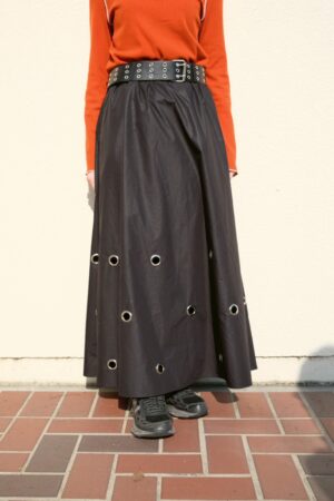 ❗️限量預購❗️ 微光流轉！金屬圈圈長裙（S/M/L）＊附皮帶 黑