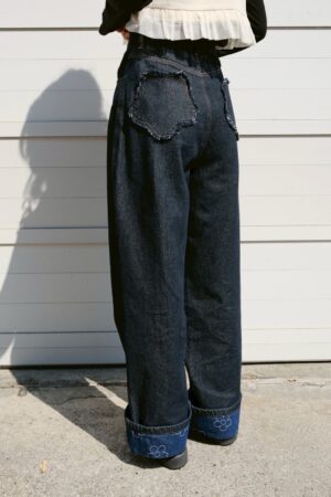 ❗️限量預購❗️ ꕤ 野花藏袋！花花口袋反摺牛仔褲（S/M/L）