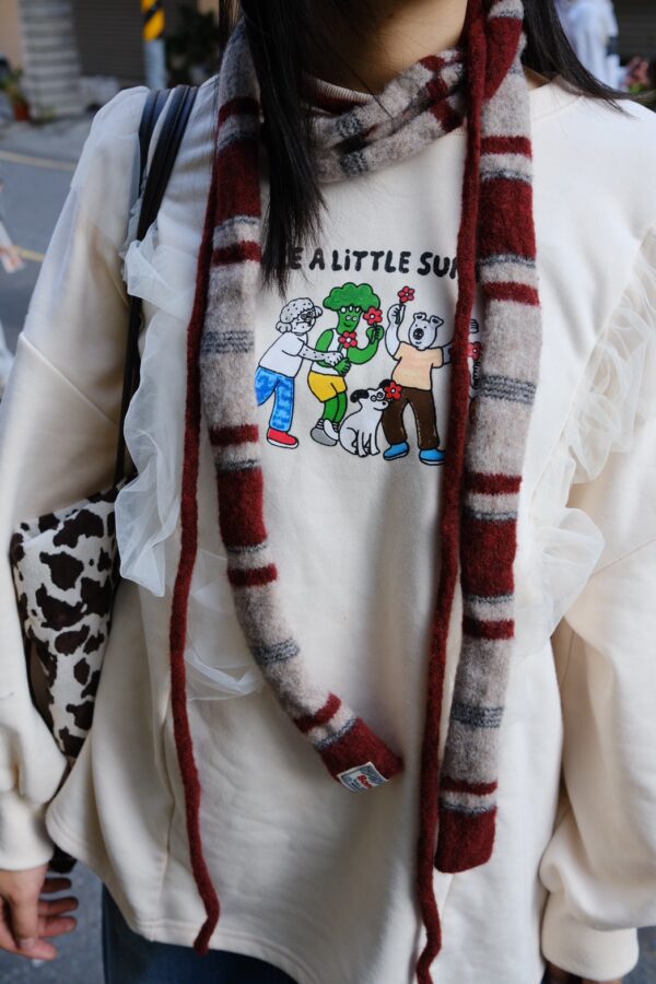 nomo選物 ꕤ 針織條紋細圍巾 兩件組（Korea）紅