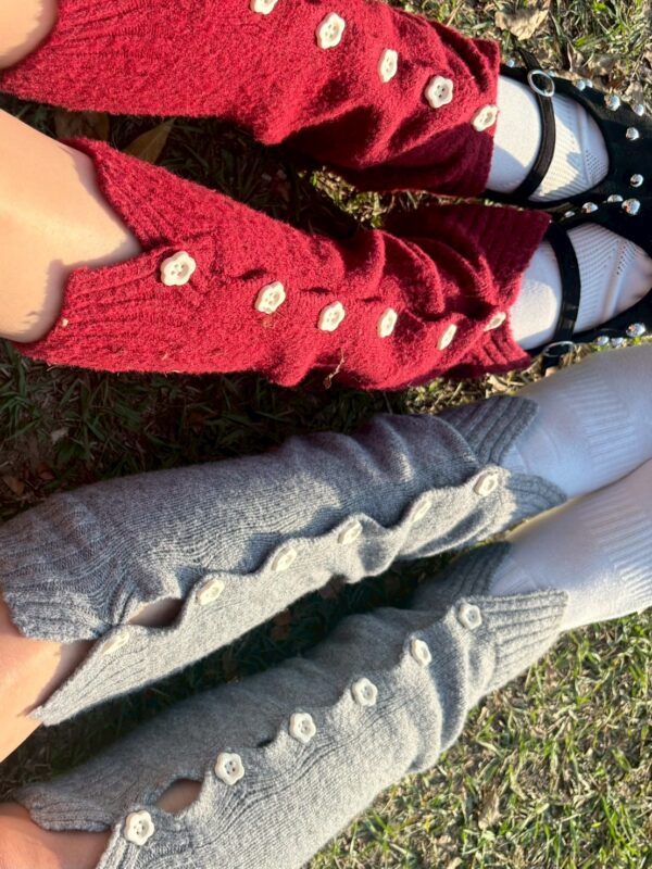 nomo ꕤ 百變花花！毛料花花釦子 襪套/袖套 灰