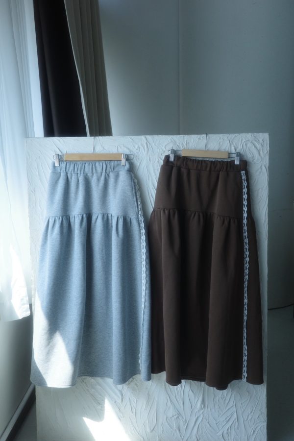 nomo ꕤ 雲柔漫步！蕾絲棉質鬆緊長裙（S/M/L）咖