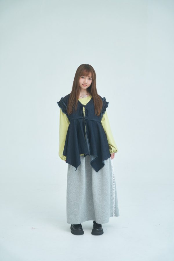 nomo ꕤ 雲柔漫步！蕾絲棉質鬆緊長裙（S/M/L）灰