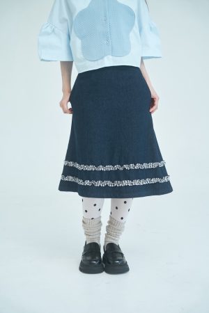 nomo ꕤ 舞動飛揚！下擺荷葉設計牛仔裙（S/M/L）