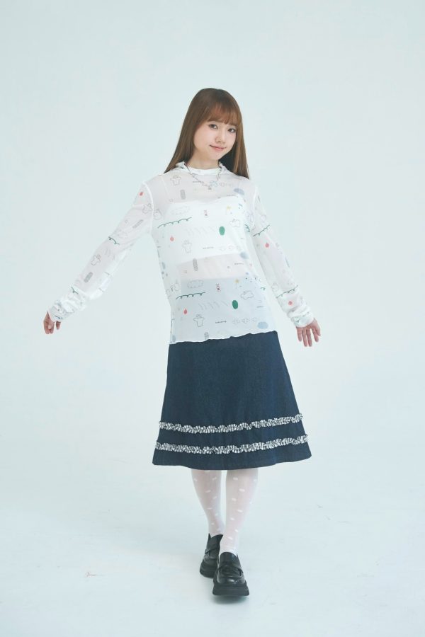 nomo ꕤ 舞動飛揚！下擺荷葉設計牛仔裙（S/M/L）