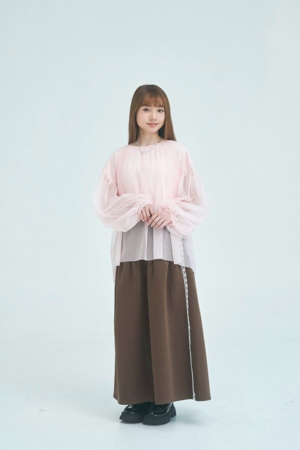 nomo ꕤ 雲柔漫步！蕾絲棉質鬆緊長裙（S/M/L）咖