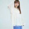 nomo ꕤ 春光躍動！澎袖透膚上衣＊內附不可拆背心 米
