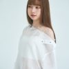 nomo ꕤ 微醺之日！釦子造型斜肩上衣 白條紋