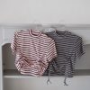 nomo ꕤ 雲朵漫遊！抽繩條紋短袖上衣（S/M/L）粉