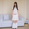 nomo ꕤ 花影輕舞！撞色假兩件短袖上衣（S/M/L）白紅