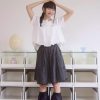 nomo ꕤ 蓬鬆漫遊！花瓣領片澎澎氣球襯衫 白