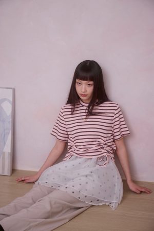 LINE_ALBUM_2026424_260424_108 nomo ꕤ 雲朵漫遊!抽繩條紋短袖上衣(S/M/L)粉