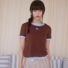 nomo ꕤ 花影輕舞！撞色假兩件短袖上衣（S/M/L）藍咖