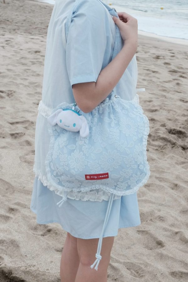 nomo + oring ꕤ 花開盛夏！澎澎花朵束口肩背包 藍