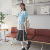 nomo ꕤ 百花齊放！小花刺繡下擺鬆緊短袖上衣（S/M/L）藍