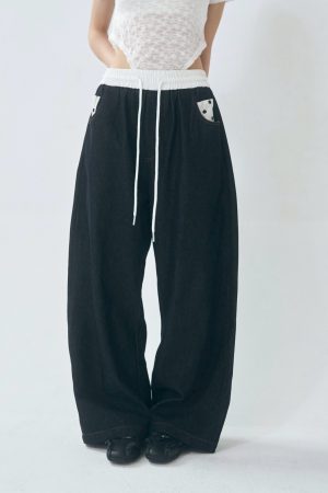 nomo ꕤ 柔軟旅途！雙褲頭設計花花點點口袋牛仔長褲（S/M/L）