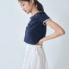 nomo ꕤ 花園迷航！領口設計小花刺繡簍空上衣（S/M/L）深藍