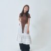 nomo ꕤ 玻璃晴天！2way蕾絲露腰短袖上衣（S/M/L）咖