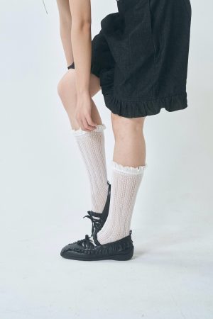 〔 ❗️預購❗️ 〕nomo選物 ꕤ 蕾絲清涼舒適彈性長襪（Korea）白