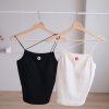 nomo ꕤ 碎冰汽水！附胸墊小花刺繡螺紋bra top（S/M/L）黑