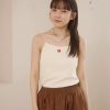 nomo ꕤ 碎冰汽水！附胸墊小花刺繡螺紋bra top（S/M/L）白