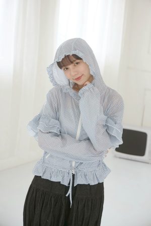 nomo ꕤ 遮陽島嶼！抗UV雙拉鍊荷葉連帽防曬外套（S/M/L）格子