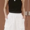 nomo ꕤ 碎冰汽水！附胸墊小花刺繡螺紋bra top（S/M/L）黑