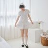 nomo 碎花系列 ꕤ 慵懶花期！碎花華夫格紋短裙＊附短褲（S/M/L）白