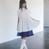 nomo ꕤ 花瓣褶皺！百摺設計短袖短洋裝/開襟襯衫（S/M/L）白