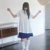 nomo ꕤ 花瓣褶皺！百摺設計短袖短洋裝/開襟襯衫（S/M/L）白