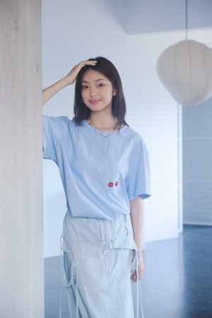 nomo ꕤ 午後果香！櫻桃刺繡口袋設計短袖上衣（S/M/L）藍