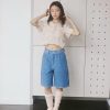 nomo ꕤ 花瓣收集！小花拼布設計牛仔車線短褲（S/M/L）