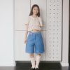 nomo ꕤ 花瓣收集！小花拼布設計牛仔車線短褲（S/M/L）